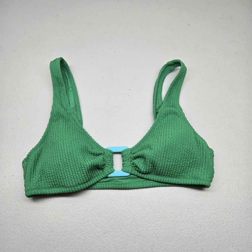 Aerie Women Swimwear Small Green Scoop Bralette Wireless Strap Knit‎